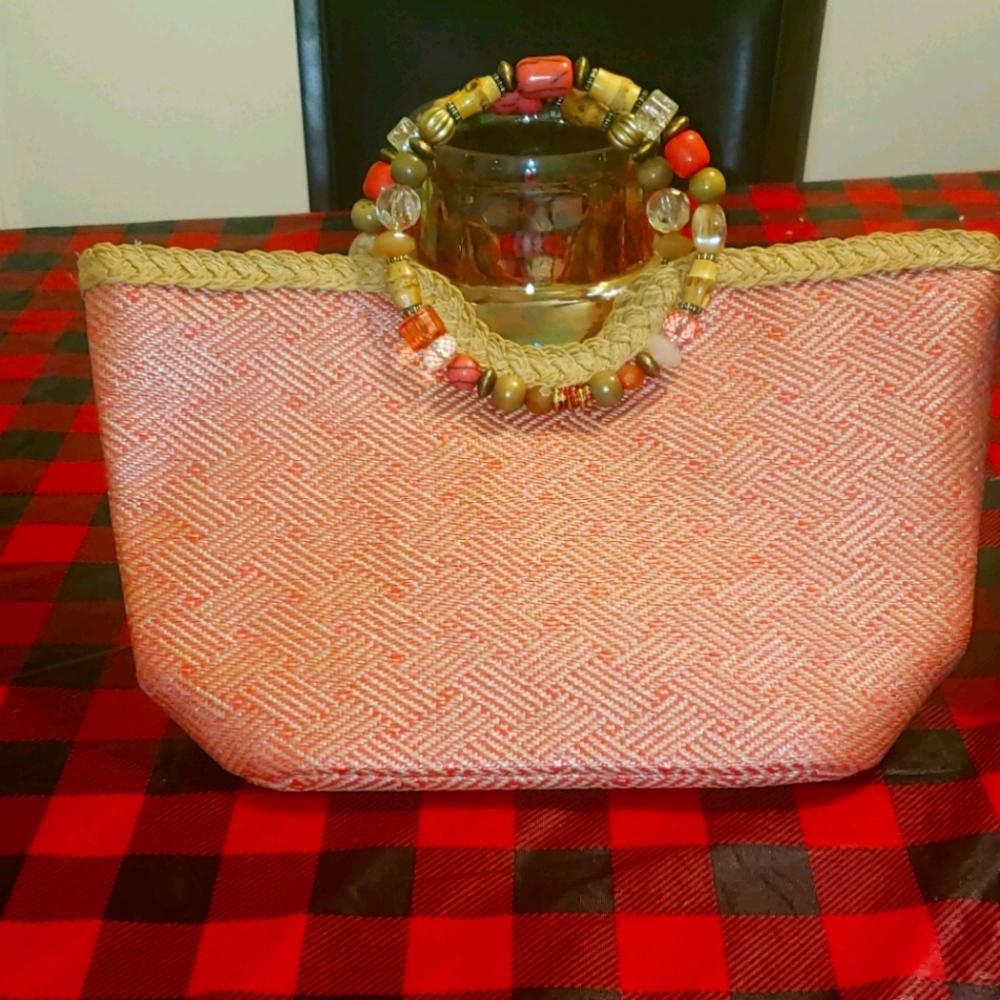 Cappelli Straworld Purse Handbag Round Bead Jewel